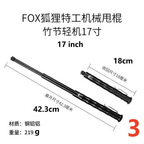 Manual Fox Agent Telescopic Baton Portable Mechanical Expandable Baton Anti-Slip Self Defense Stick for Personal Protection