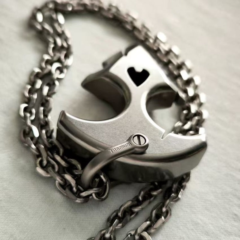 Titanium Material EDC Brass Knuckles with Thickened Titanium Chain