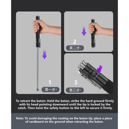 21-32 Inch Automatic Telescopic Baton Portable Expandable Baton Anti-Slip Self Defense Stick for Personal Protection