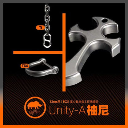 Titanium Material EDC Brass Knuckles with Thickened Titanium Chain