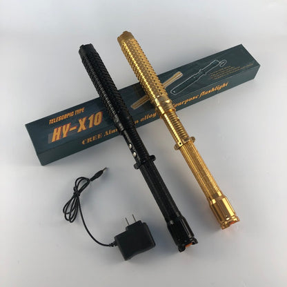 X10 Baton Portable Electric Shock Function Rechargeable With LED Flashlight